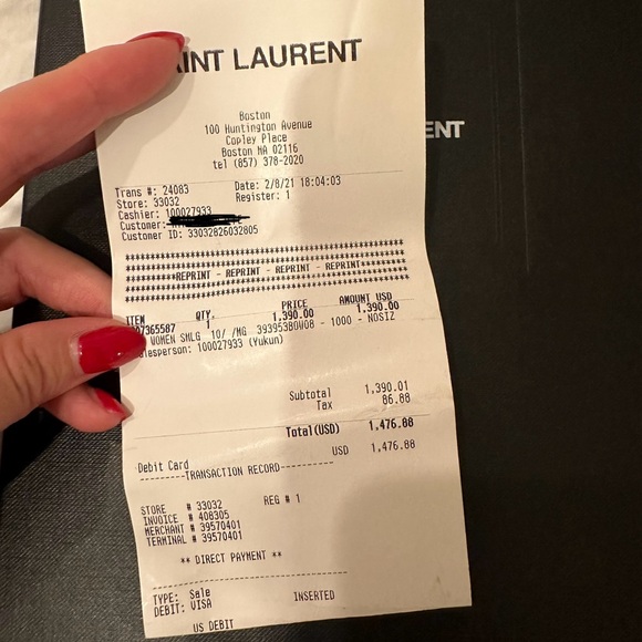 Saint Laurent Purse: CASSANDRE ENVELOPE CHAIN WALLET IN GRAIN DE POUDRE LEATHER - Picture 2 of 7